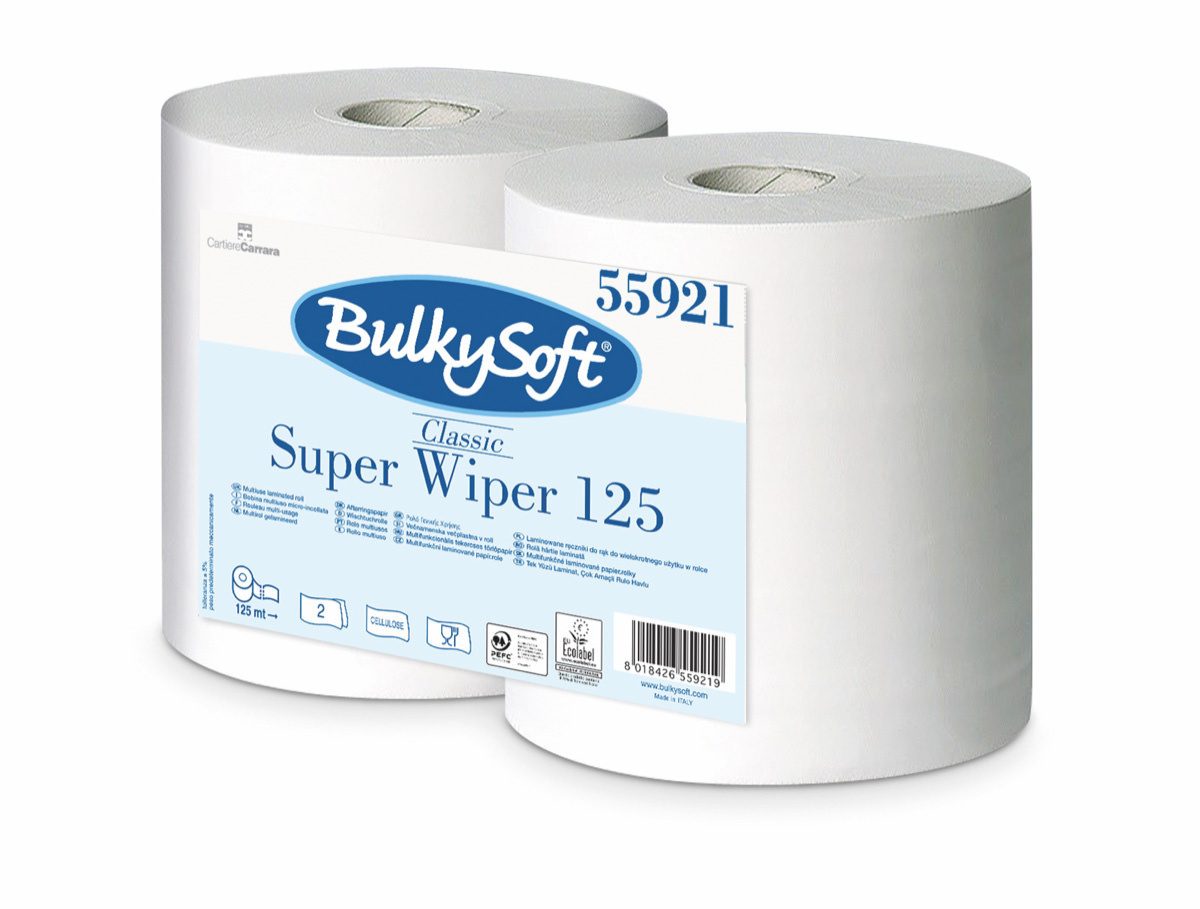 Bobina multiuso BulkySoft Super Wiper 125 in pura cellulosa