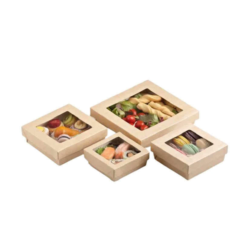 Food box in cartoncino kraft con finestra trasparente per asporto