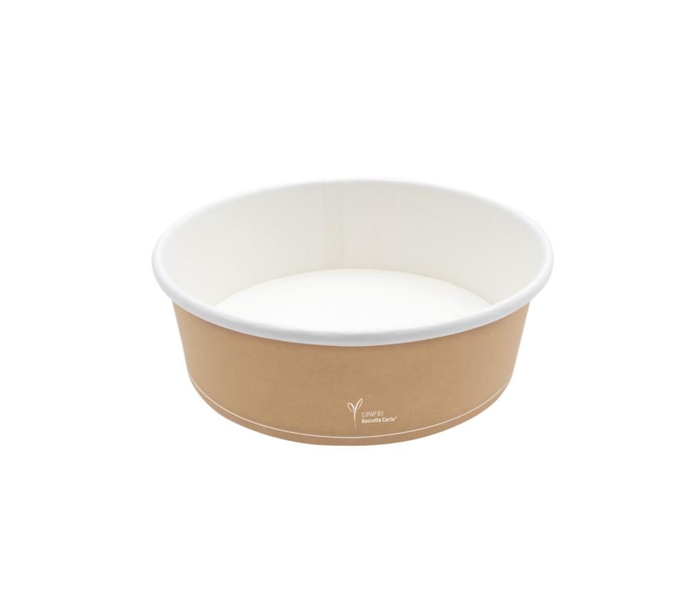 Insalatiera biodegradabile in cartoncino avana da 750 ml per asporto