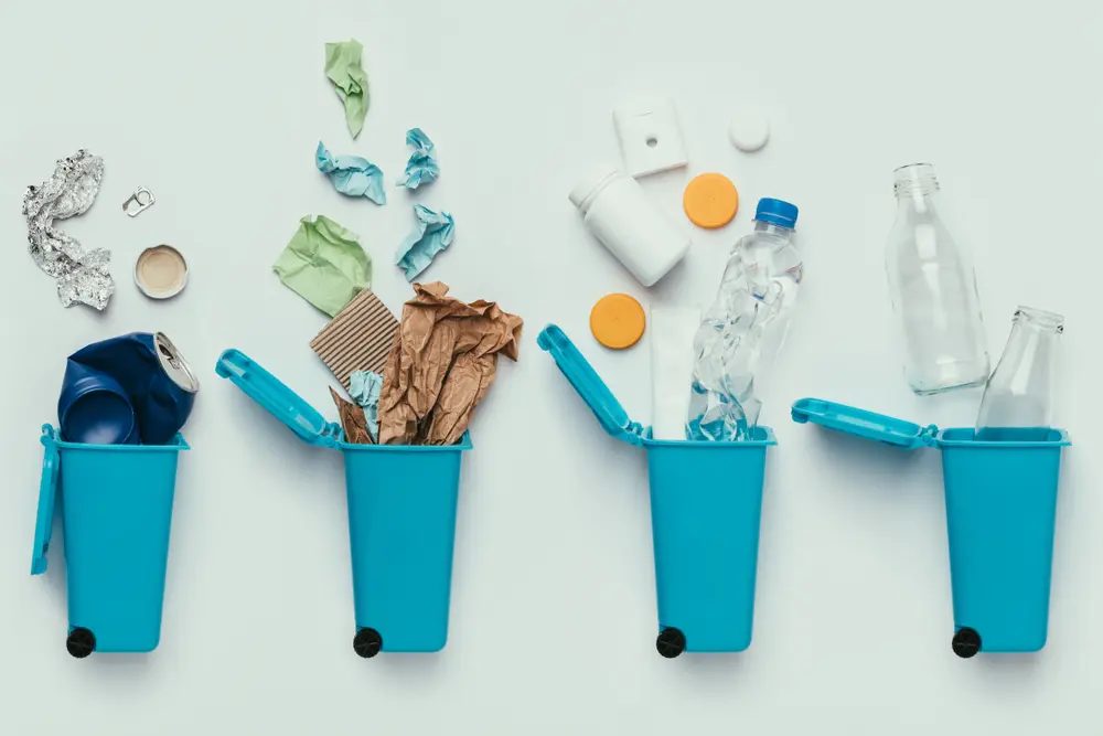 Bidoncini colorati per la raccolta differenziata dei rifiuti