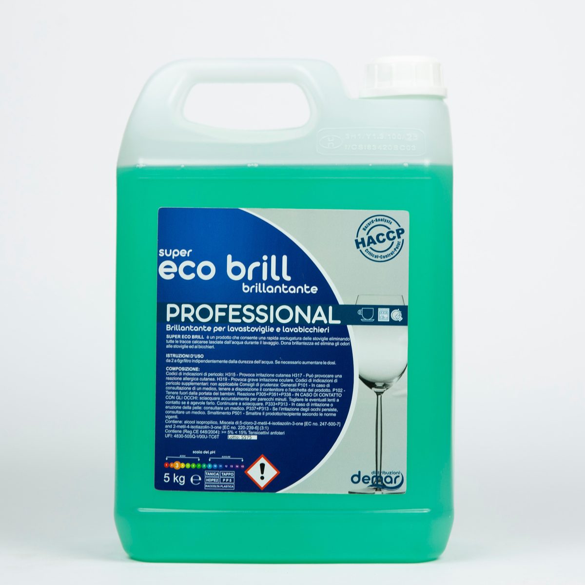 Tanica Super Eco Brill, brillantante professionale per lavastoviglie, marchio Demar