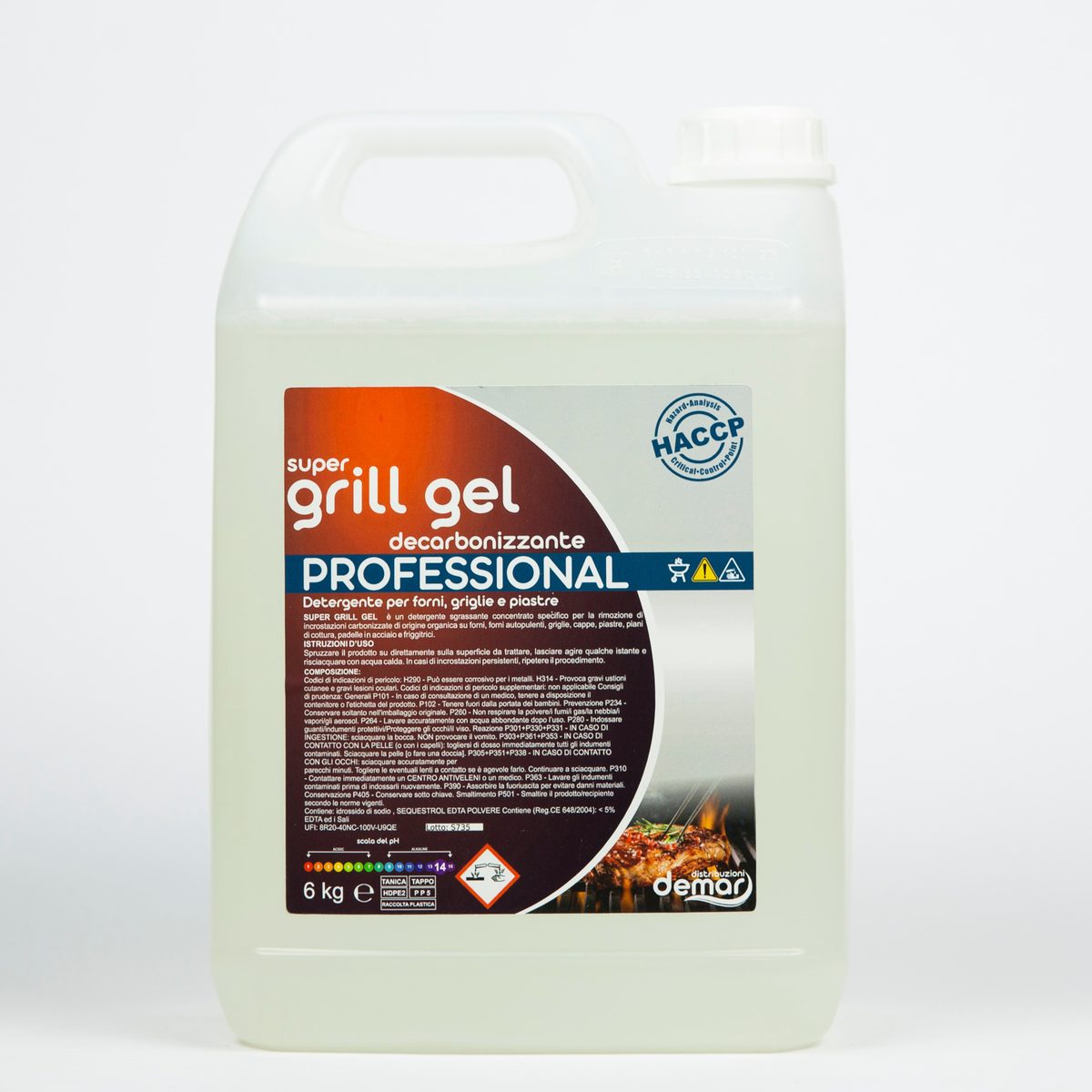 Tanica Super Grill Gel decarbonizzante per forni, griglie e piastre, marchio Demar