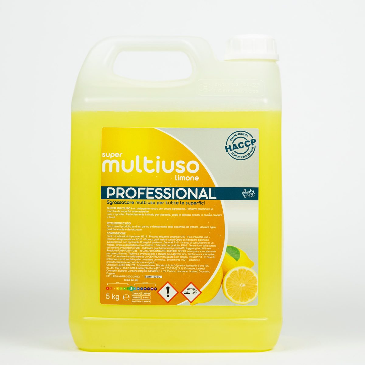 Super Multiuso Limone, sgrassatore professionale a marchio Demar certificato HACCP
